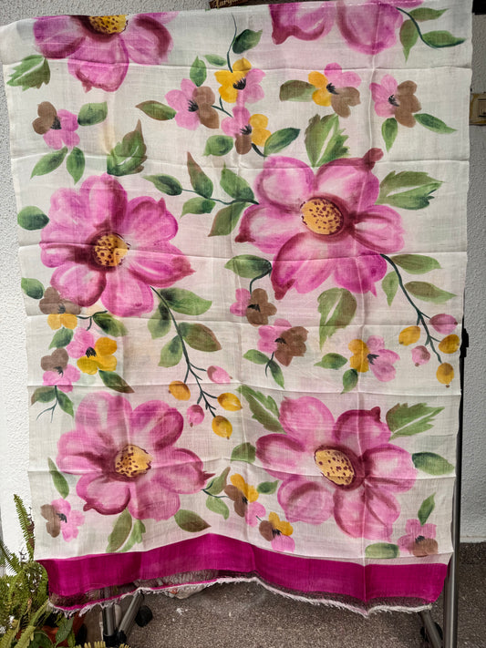 HAND PAINTED PURE SILK DUPATTA