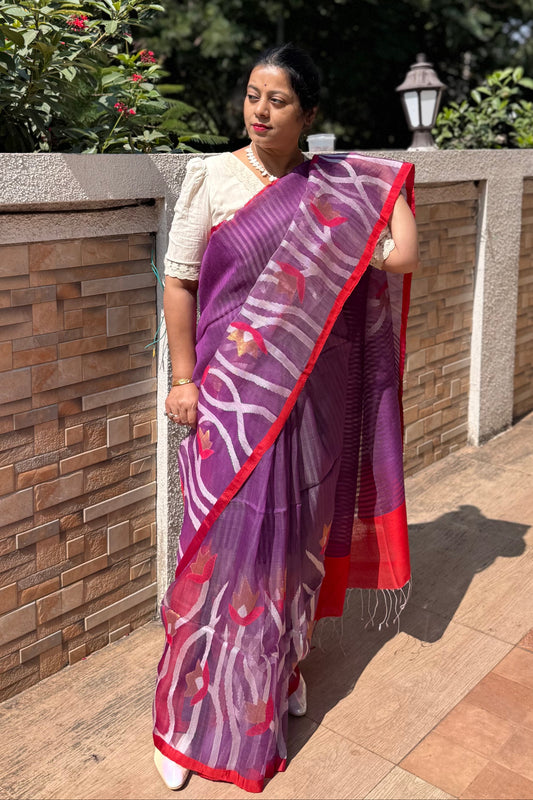 Purple and red saree