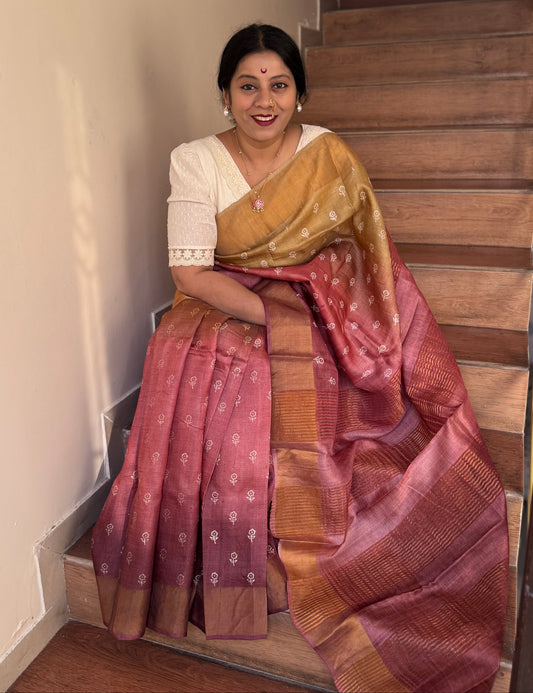 shaded tussar silk saree