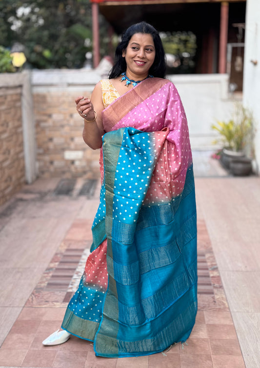 shaded tussar silk saree