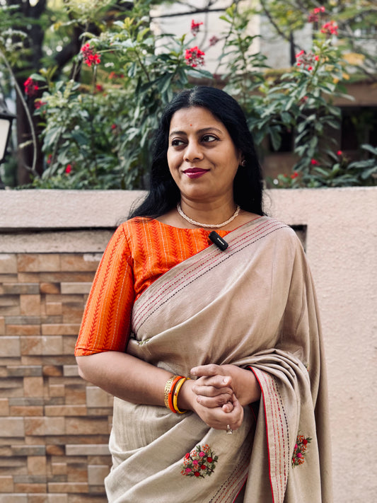 DIVINE : KASUTI EMBROIDERED RAW SILK BLOUSE