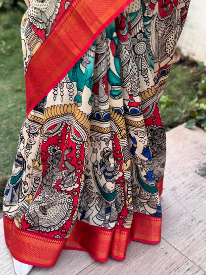 KAISHORI : SRIKALAHASTI PEN KALAMKARI SAREE