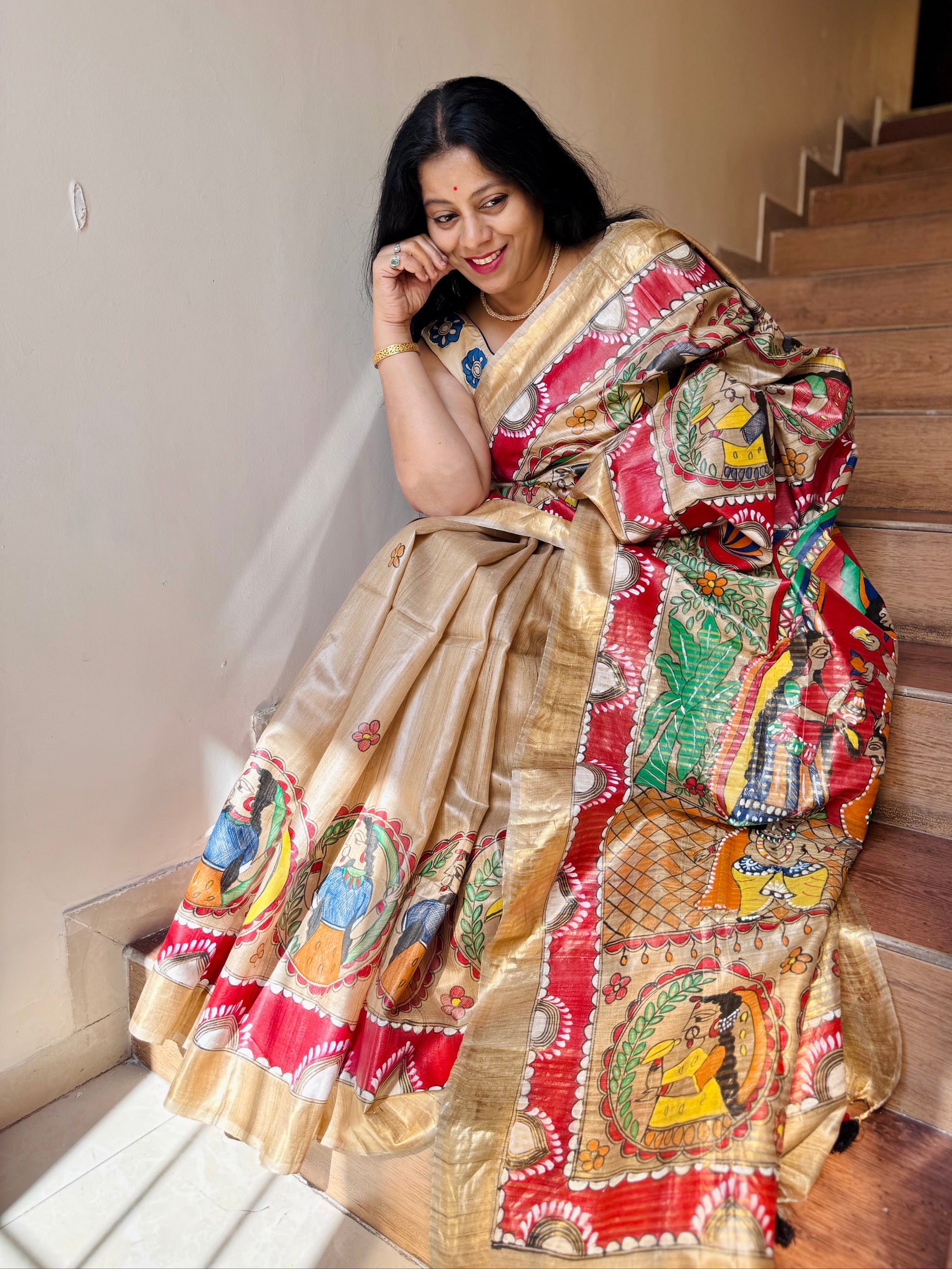 hand painted Madhubani saree