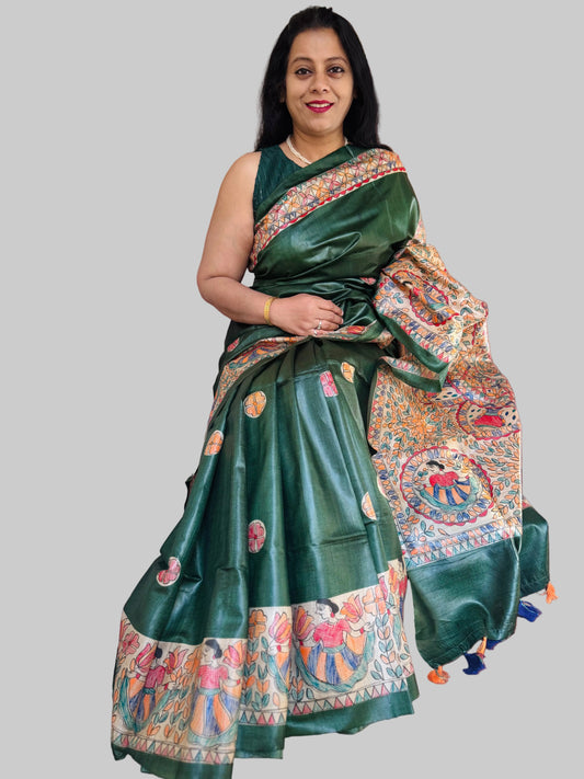 Hand painted Madhubani saree