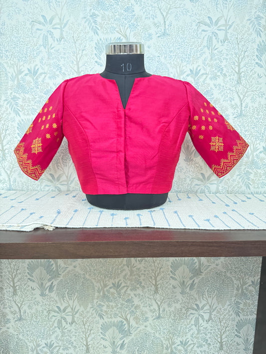 PINK DELIGHT : KASUTI EMBROIDERED RAW SILK BLOUSE
