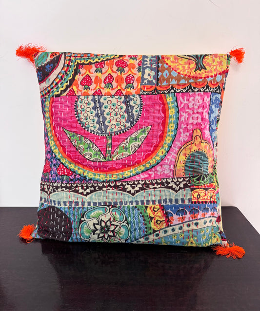 KANTHA MUTLICOLOUR : SET OF 2 COVERS