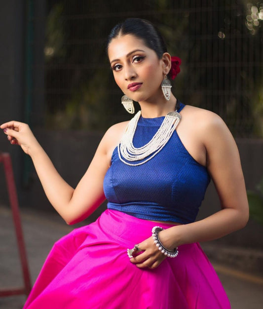 ROYAL BLUE : HALTER BLOUSE
