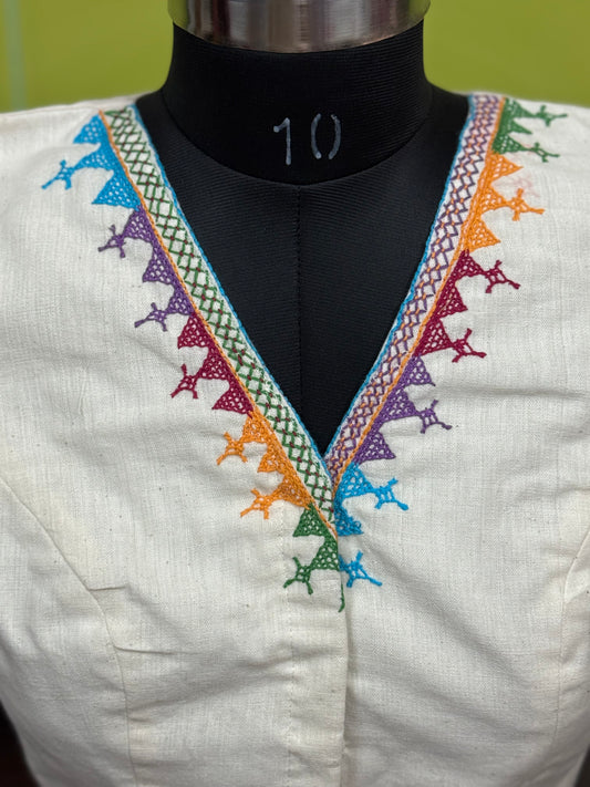 RAINBOW : PURE COTTON EMBROIDERED BLOUSE