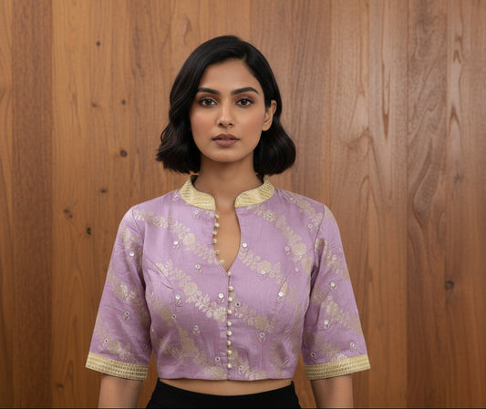 Purple blouse with gold embroidery 