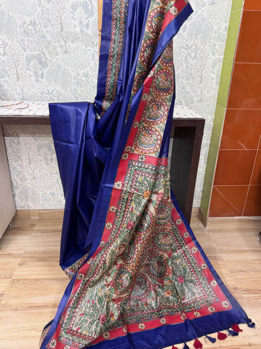 VIMAL : TUSSAR SILK MADHUBANI SAREE
