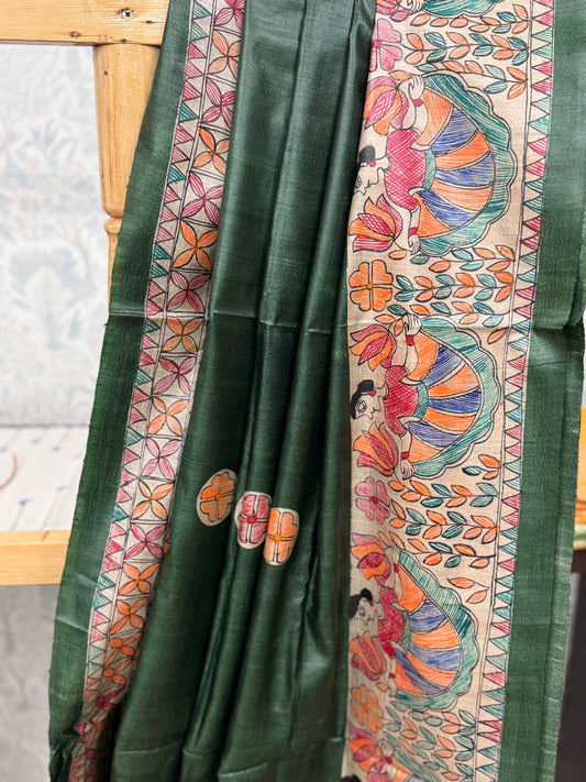 SHAKTI : TUSSAR SILK MADHUBANI SAREE