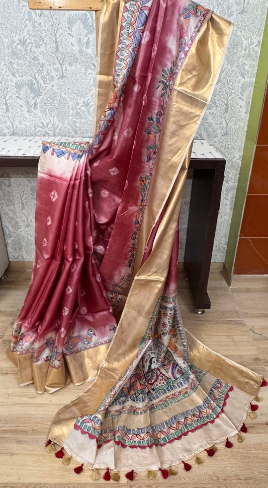 BHAVINI: TUSSAR SILK MADHUBANI SAREE