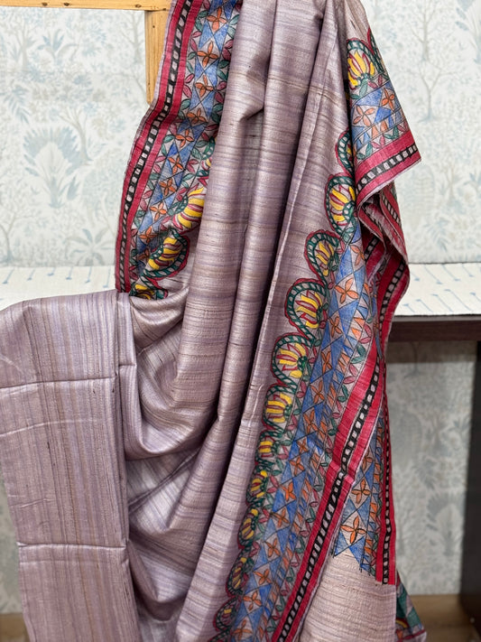 TANVI : TUSSAR SILK MADHUBANI SAREE