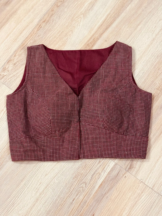 MRUNAL : CHECKERED BROWN BLOUSE