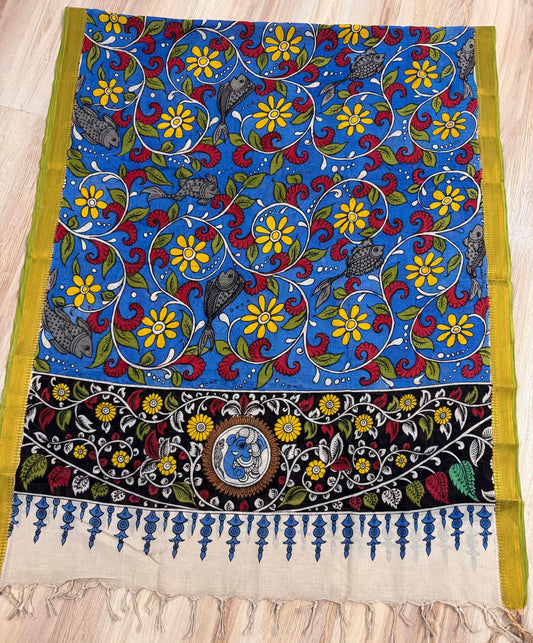 WANI : SRIKALAHASTI PEN KALAMKARI COTTON DUPATTA