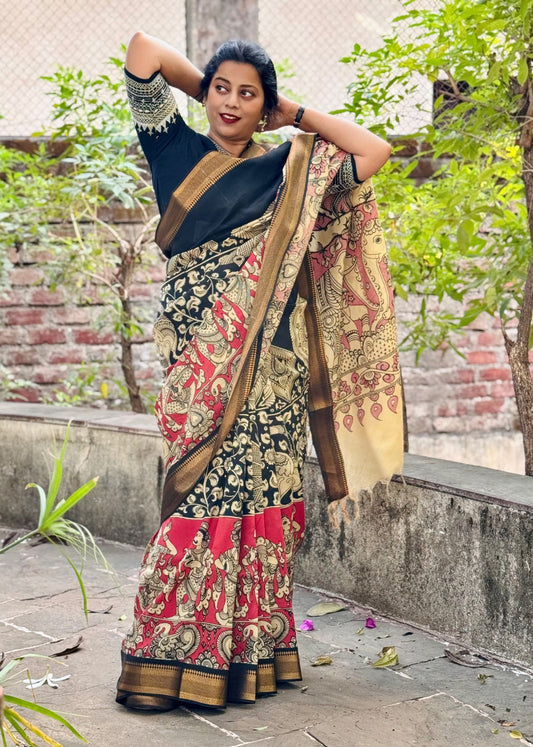 Black Kalamkari saree