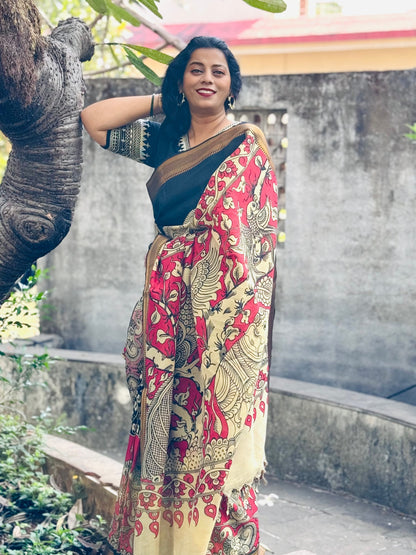 Black saree kalamkari