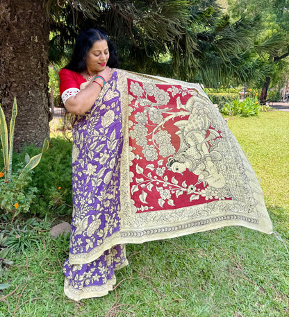 Purple silk saree