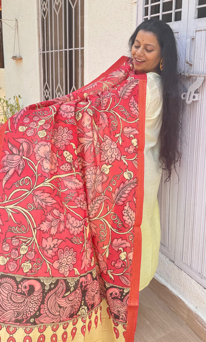 PEN KALAMKARI BANGALORE SILK DUPATTA