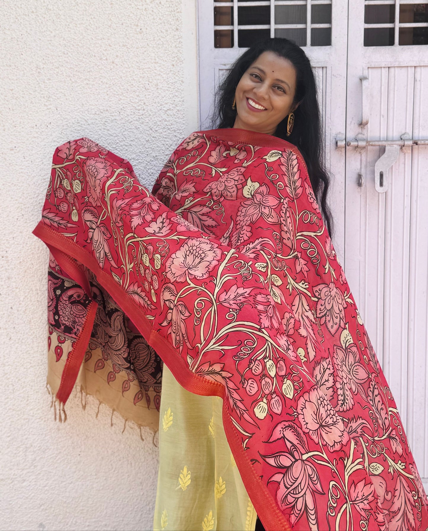 PEN KALAMKARI BANGALORE SILK DUPATTA