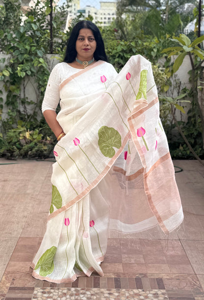silk linen saree