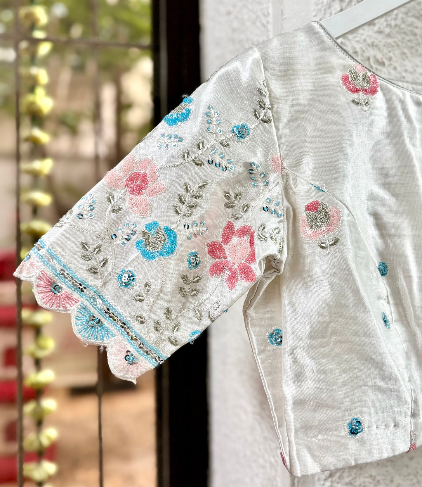 SILVER LINING : PURE SILK EMBROIDERED BLOUSE