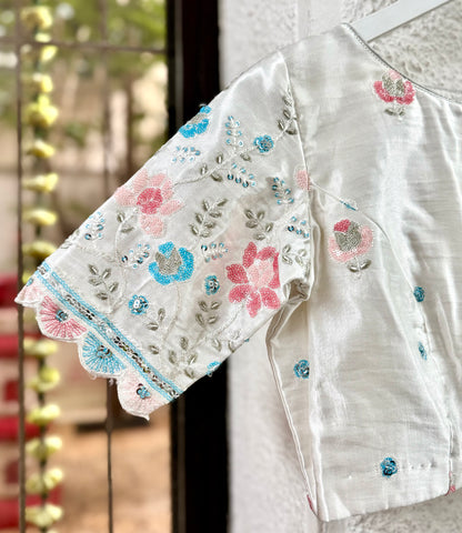 SILVER LINING : PURE SILK EMBROIDERED BLOUSE