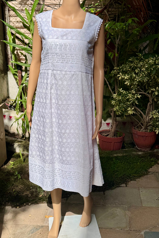 Schiffli white dress