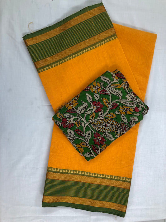 Yellow Pure Cotton Saree 