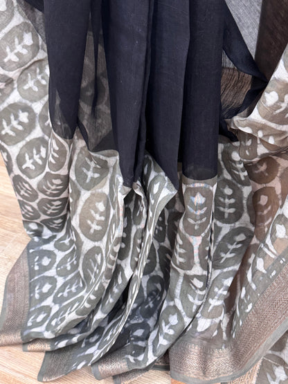 CHHAAYAA : HAND BLOCK PRINTED MAHESHWARI SILK COTTON SAREE