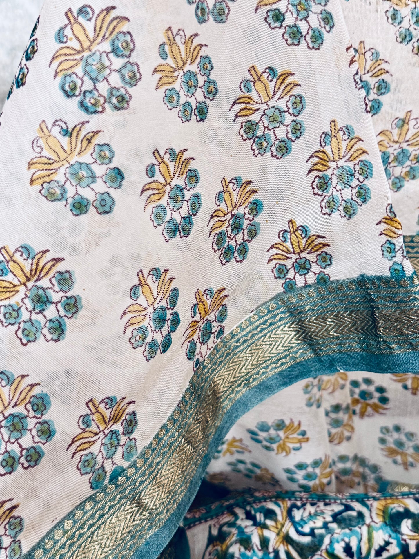 NEERAJAA : HAND BLOCK PRINTED MAHESHWARI SILK COTTON SAREE