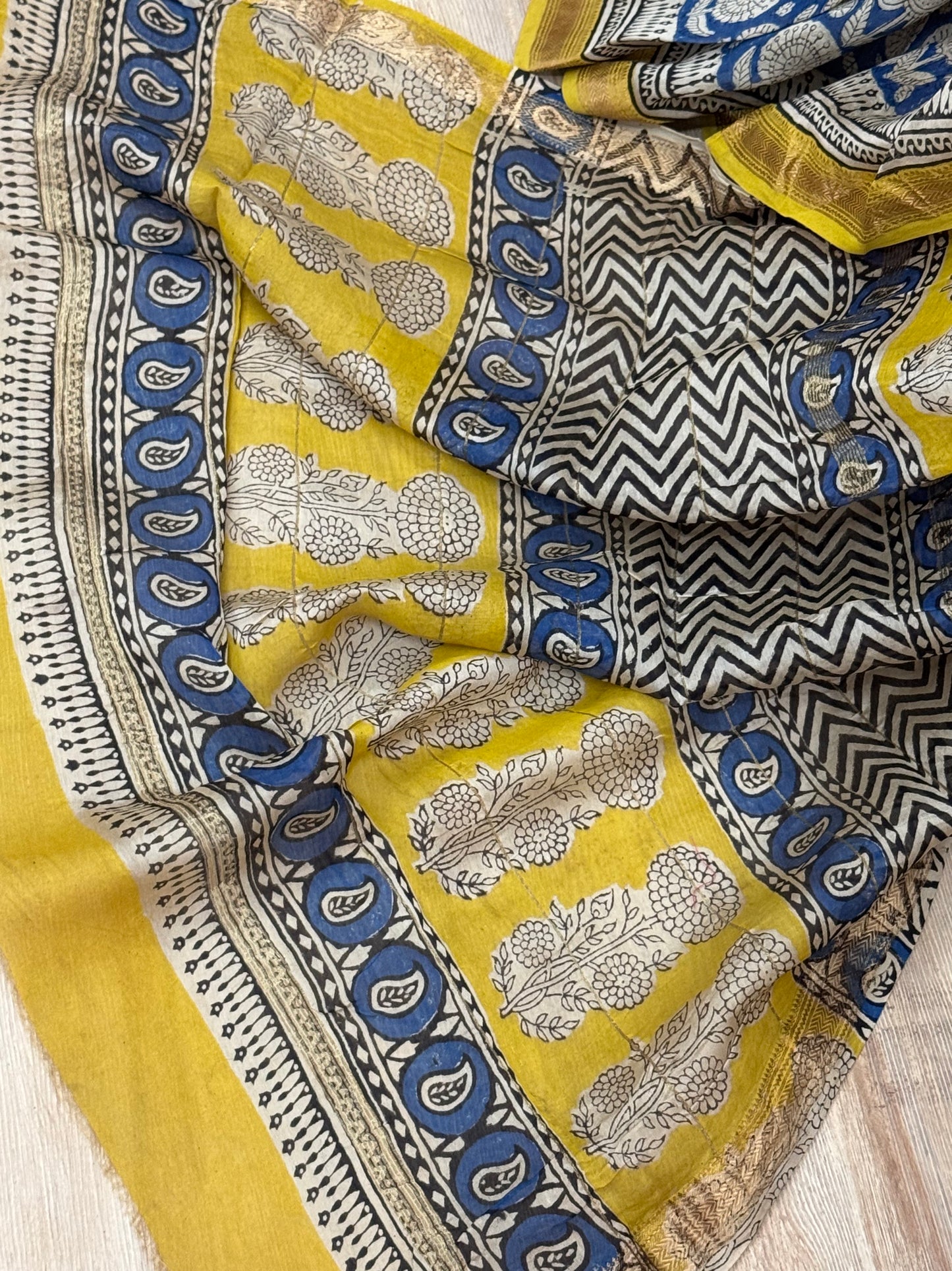 NILIMA : HAND BLOCK PRINTED MAHESHWARI SILK COTTON SAREE