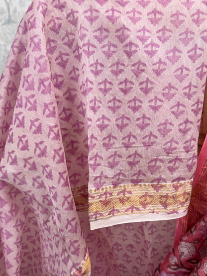 RUKMINI : HAND BLOCK PRINTED MAHESHWARI SILK COTTON SAREE