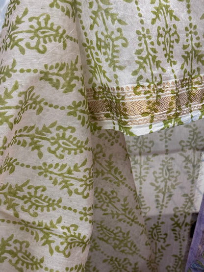 SHAMBHAVI : HAND BLOCK PRINTED MAHESHWARI SILK COTTON SAREE