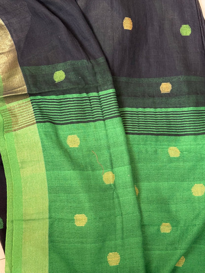 PURE BLACK LINEN SAREE