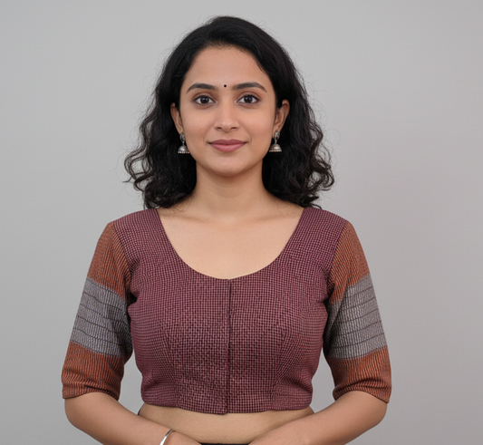 maroon and brown blouse