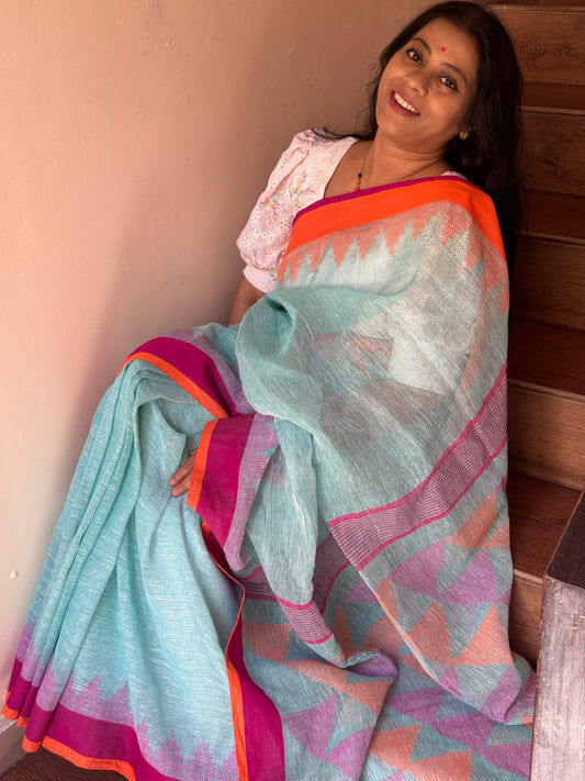 SPRUHA : PURE LINEN JAMDANI SAREE