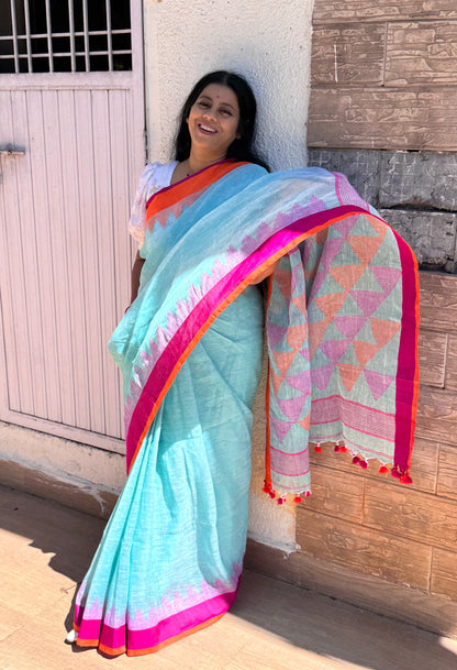SPRUHA : PURE LINEN JAMDANI SAREE
