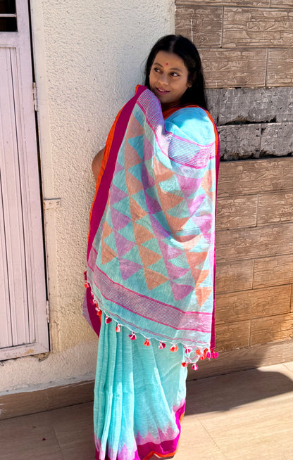 SPRUHA : PURE LINEN JAMDANI SAREE