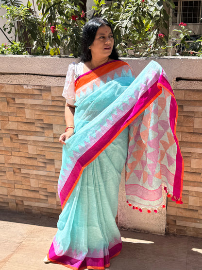 SPRUHA : PURE LINEN JAMDANI SAREE