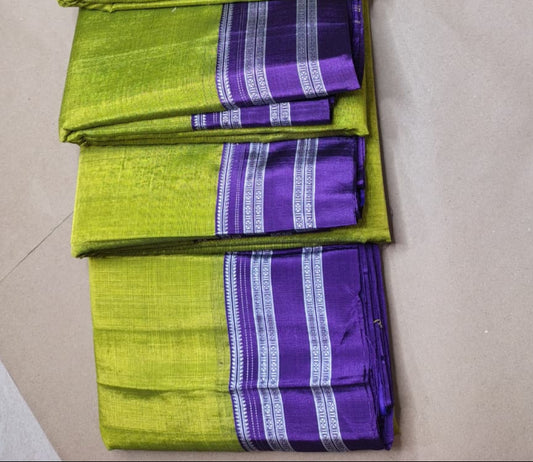 MENDI: ILKAL HANDLOOM SICO SAREE WITH PURE RESHAM PALLU