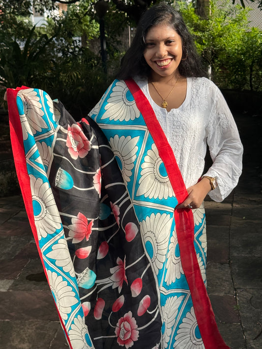 HAND PAINTED PURE SILK DUPATTA