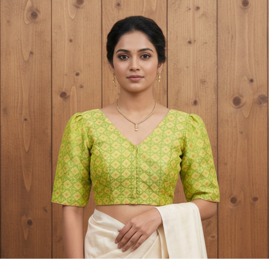 lime green embroidered blouse