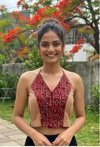 Cotton halter blouse