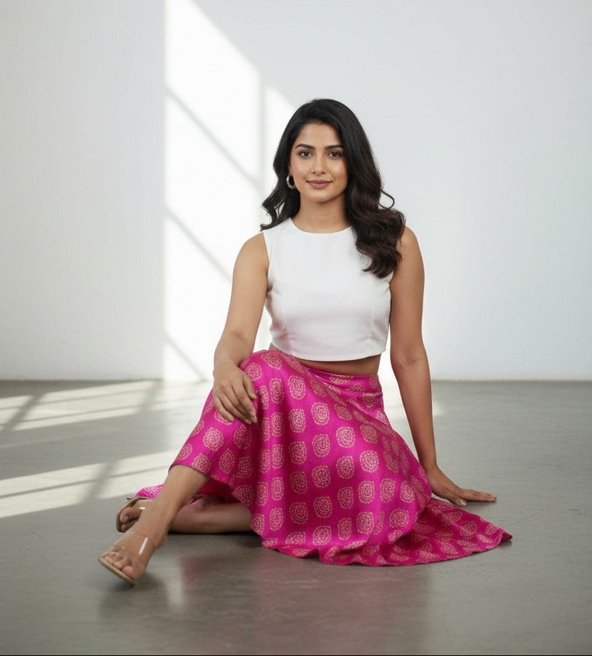Satin crepe skirt