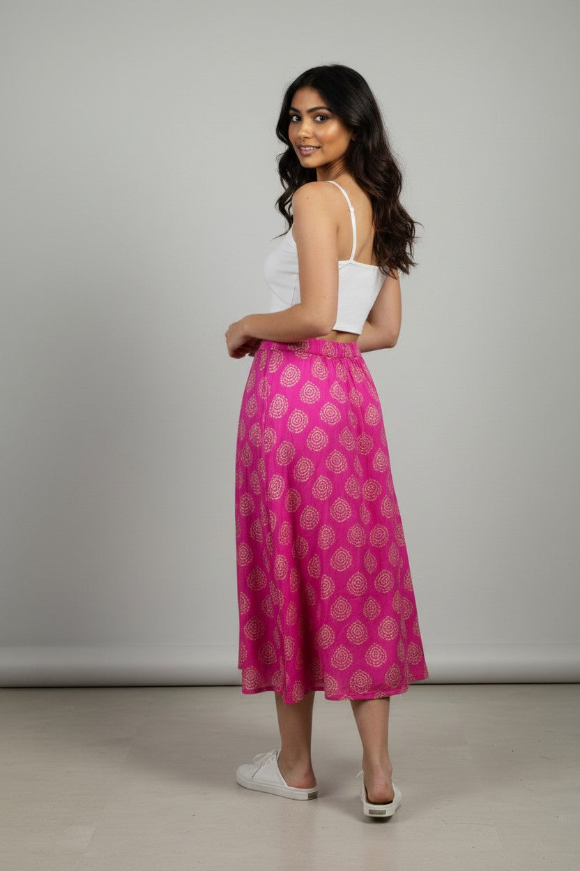 FEATHER : SATIN CREPE FLORAL PRINTED SKIRT