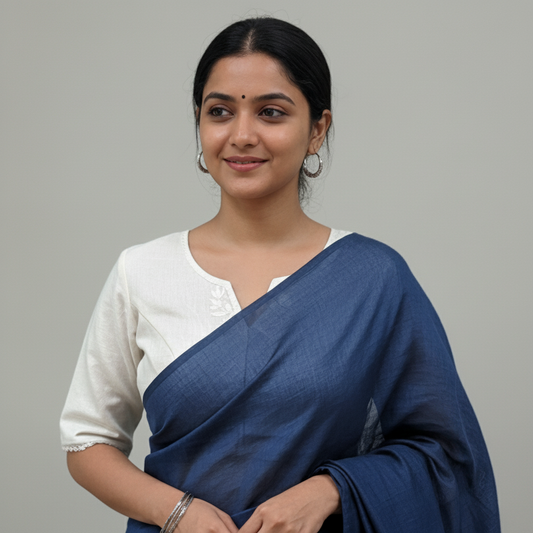 LILY : KHADI COTTON HAND EMBROIDERED BLOUSE